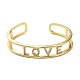 Mot d'amour creux sculpté bracelet manchette en zircone cubique BJEW-D448-14G-RS-2
