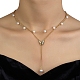 201 cadena de acero inoxidable collares de doble capa con cuentas de perlas de imitación de abs NJEW-D055-13G-2
