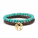 Ensemble de bracelets extensibles en perles de noix de coco naturelles et de turquoise synthétique (teintes) BJEW-JB07168-7