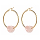 Coeur naturel perles de quartz rose boucles d'oreilles pour fille femmes EJEW-JE04638-01-1