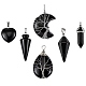 6pcs 6 pendentifs en obsidienne naturelle et agate noire G-SZ0001-91-1