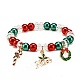 Acrylic Pearl Beaded Stretch Bracelet with Alloy Enamel Charms BJEW-JB08292-4