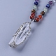 Natural Garnet & Natural Mixed Stone Pendant Necklace NJEW-I109-D03-3