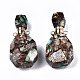 Pendentifs de flacons de parfum ouvrants en bronzite synthétique et jaspe impérial assemblés G-S366-060C-2