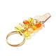 4 pièces porte-clés pendentif en émail fleur/abeille/jus d'orange KEYC-JKC00412-05-6
