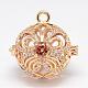 Real 18K Gold Plated Hollow Brass Cage Pendants KK-F0325-G-2