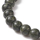 Bracciale elasticizzato con perline tonde in pietra serpentina naturale/pizzo verde con colonna in ematite sintetica da donna BJEW-JB07575-01-3