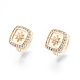 Clear Cubic Zirconia Square with Star Hoop Earrings EJEW-F291-06G-2