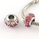 Rondelle Polymer Clay Rhinestone European Large Hole Beads CPDL-R001-12mm-E01-1