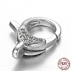 Rhodium Plated 925 Sterling Silver Rhinestone Lobster Claw Clasps STER-N014-12-1