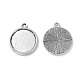 Supports de pendentif de cabochon rond plat d'argent antique de style tibétain TIBEP-M022-28AS-1