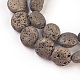 Brins de perles de pierre de lave naturelle galvanisées G-E497-B-04-1