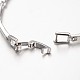 Noble Gift Ideas for Lady Platinum Tone Brass Pave Cubic Zirconia CZ  Rectangle Link Bracelets BJEW-L454-06-3
