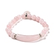 Natürliche Rose Quarz Perlen Charme Armbänder BJEW-K164-B11-1