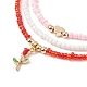Ensemble de colliers en perles de verre et coeur en laiton 3pcs 3 styles NJEW-JN03965-4