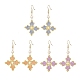 Boucles d'oreilles pendantes croix fleurie perlées de rocailles de verre avec perle coquillage ronde EJEW-MZ00033-1
