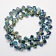 Rainbow Plated Crystal Glass Cube Beads Strands EGLA-F021-B02-2