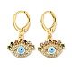 Evil Eye Real 18K Gold Plated Brass Dangle Leverback Earrings EJEW-A033-06G-04-1