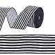 ポリエステルリボン  白黒  縞模様  2-1/2インチ（62mm）  12ヤード/ロール OCOR-WH0074-72-1