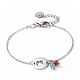 304 bracelet à maillons trèfle en acier inoxydable avec breloques en perles de verre pour femme STAS-E154-08P-1