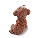 不透明樹脂犬ペンダント  プラチナメッキの鉄製ループが付いた 3D 子犬チャーム  サドルブラウン  28.5x18.5x19mm  穴：2mm RESI-P033-A04-2