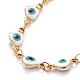 Coeur en émail avec bracelet chaînes à maillons mauvais œil BJEW-P271-07G-02-2