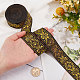 GORGECRAFT Ethnic Jacquard Ribbon 33mm Wide Double Side Gold Floral Embroidery Polyester Woven Ribbons Black Trim Fringe Band for DIY Sewing Crafts Clothing Curtain Home Embellishment Accessories OCOR-GF0001-79B-3