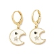 Moon & Star Real 18K Gold Plated Brass Dangle Leverback Earrings EJEW-L268-029G-01-1
