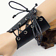 Adjustable Punk Rock Style Cowhide Leather Cross with Skull Bracelets BJEW-O088-03B-3