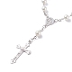 Pulsera de rosario con cuentas de perlas de imitación de oración religiosa BJEW-O140-01P-2