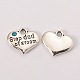 Wedding Theme Antique Silver Tone Tibetan Style Alloy Heart with Step Dad of Groom Rhinestone Charms TIBEP-N005-23A-1