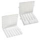 2個2スタイルの透明なプラスチックビーズ容器  28つと26つのコンパートメント  DIYアートクラフト用  ビーズ収納  長方形  ホワイト  20x19~22.5x1.9~2.2cm  1個/スタイル CON-SZ0001-29-1