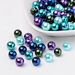 Océan mix perles perles de verre nacrées, couleur mixte, 8mm, Trou: 1mm, environ 100 pcs / sachet 