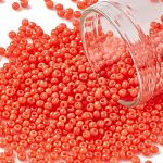 12/0 Grade A Round Glass Seed Beads, Baking Paint, Dark Orange, 12/0, 2x1.5mm, Hole: 0.7mm, about 30000pcs/bag