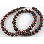 15~16 inch Round Gemstone Strand, Red Tiger Eye, Dyed & Heated, 8mm in diameter, hole: 1mm, about 50pcs/strand, 15~16 inch/strand