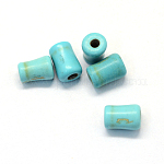 Pierres fines perles turquoises synthétiques, colonne, teinte, turquoise, 9~10x6~7mm, Trou: 2mm