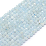 Natürliche Aquamarin Perlen Stränge, facettiert, Runde, 3 mm, Bohrung: 0.5 mm, ca. 113 Stk. / Strang, 15.35 Zoll (39 cm)