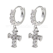 Латунные серьги-кольца из прозрачного кубического циркония EJEW-C121-18P