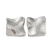 304 Stainless Steel Textured Square Ear Studs for Women EJEW-P234-12P