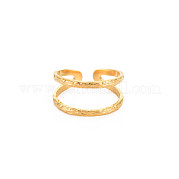 Placcatura ionica (ip) 304 anello per polsino aperto a doppia linea in acciaio inossidabile per donna RJEW-S405-200G