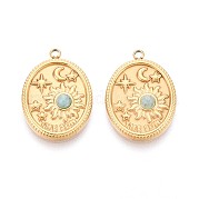 Подвески из нержавеющей стали 304 с натуральным амазонитом STAS-N109-187G