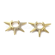 Серьги-кольца из латуни с микропаве из кубического циркония EJEW-R162-50G