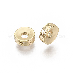 Latón entrepieza de abalorios, sin níquel, plano y redondo, real 18k chapado en oro, 6x2mm, agujero: 1.6 mm