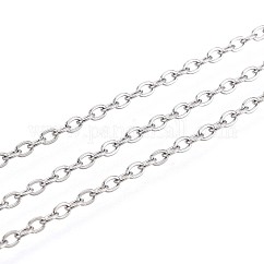 Cadenas de cable de acero inoxidable 304 resistentes al deslustre, soldada, con carrete, Plano Oval, color acero inoxidable, 2x1.5x0.4mm, aproximadamente 164.04 pie / rollo (50 m / rollo)