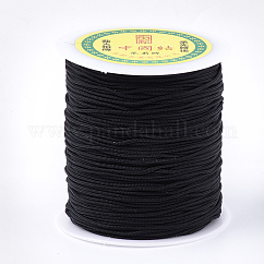 Cordino intrecciato in nylon, Cordino cinese per annodare, ideale per la creazione di gioielli con perline e per il macramè., nero, 1.5mm, circa 120.29 iarde (110 m)/rotolo