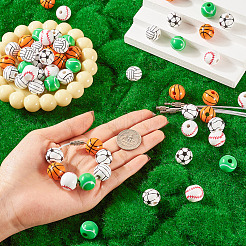 Наборы для самостоятельного изготовления брелка из спортивного мяча из дерева и нержавеющей стали 304&nbsp;DIY-TA0010-99