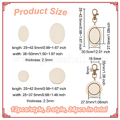 12 pièces 2 style ovale/rond bois pendentif cabochon supports pendentif décorations&nbsp;KEYC-AB00025
