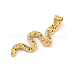 Pendenti in zirconia cubica micro pavé in ottone placcato a forma di serpente&nbsp;KK-G513-04G