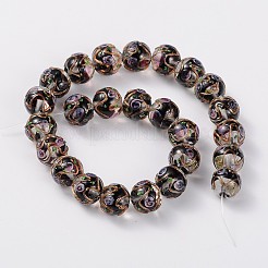 Ручной работы Золотые пески Lampwork круглые бусины LAMP-L042-01C