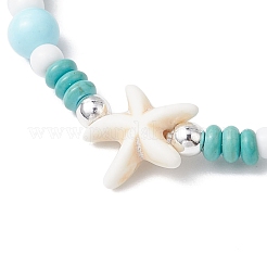 Синтетическая бирюза и фарфор и окрашенные натуральные бусины говлита эластичные браслеты для женщин&nbsp;BJEW-JB11793-01